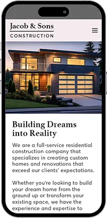 A responsive website shown on an iPhone 14 Pro